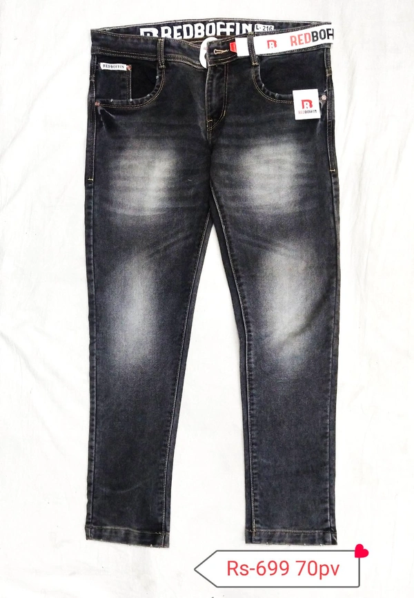 Red Boffin Denim Jeans 70pv - Grey Wash, 34