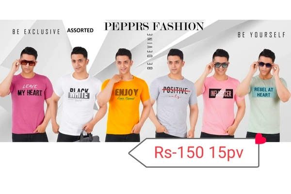 Pepprs Fashion  T Shirt Rs-110 10p - White/Yellow/Pink/L Grey/L Yello, M/L