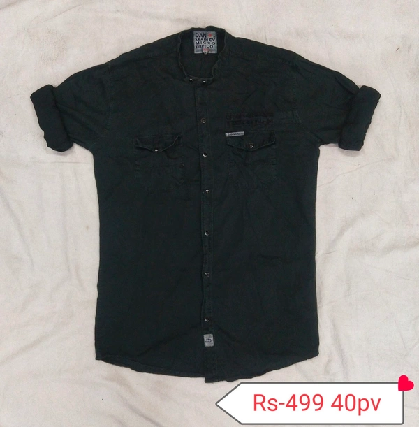 Dan Marley Denim Shirt   - Dark Green, M L