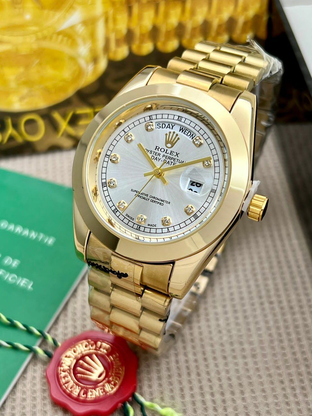 ROLEX President Datejust Yellow Gold Diamond Dial Bezel Lugs Ladies Watch