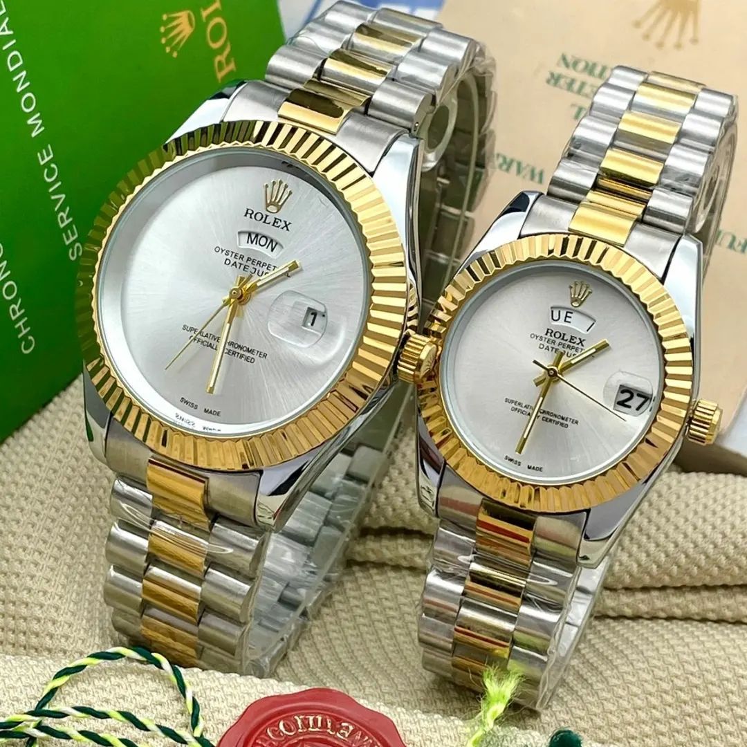 Golden Rolex Couple Watch - Newness Bharain