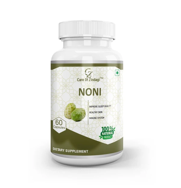 Care Of Zindagi Noni capsules 500mg For Healthy Skin, Immunity & Healthy Better Sleep - 60 capsules - 60 Capsules, 24 Months