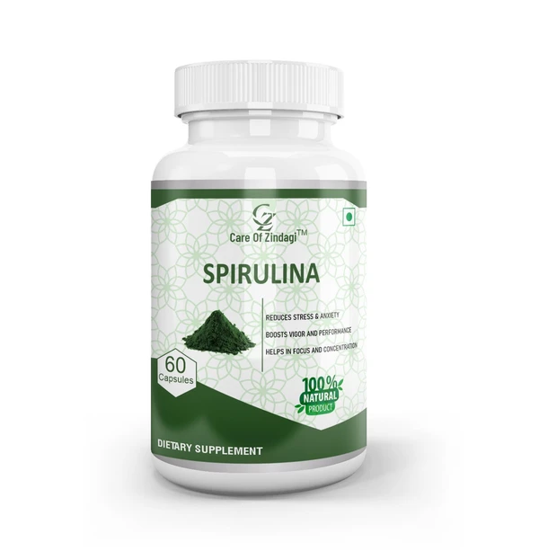 Care Of Zindagi Spirulina Capsules 500mg | Immunity Booster, Liver & Blood Purifier - 60 capsules  - 60 Capsules, Nov-2023, 24 Months