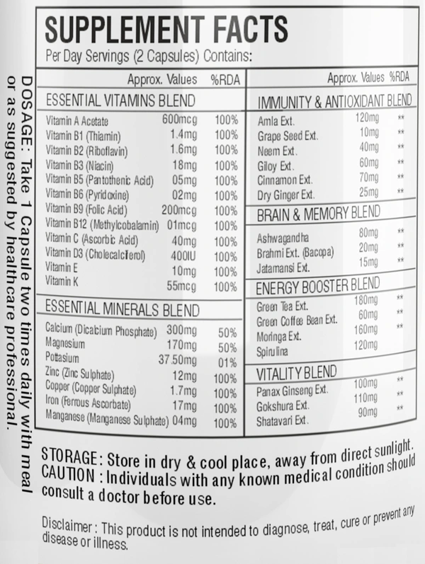 Care Of Zindagi Multivitamins Multiminerals Capsules For Bones , Immunity & Strength - 60 Capsules  - 60 capsules, 24 Months