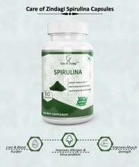 Care Of Zindagi Spirulina Capsules 500mg | Immunity Booster, Liver & Blood Purifier - 60 capsules  - 60 Capsules, 24 Months