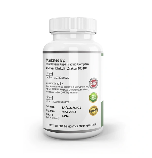 Care Of Zindagi Spirulina Capsules 500mg | Immunity Booster, Liver & Blood Purifier - 60 capsules  - 60 Capsules, 24 Months