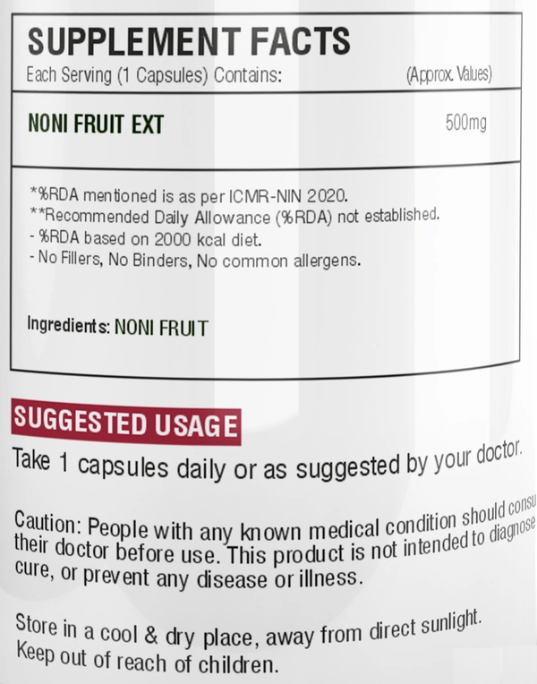 Care Of Zindagi Noni capsules 500mg For Healthy Skin, Immunity & Healthy Better Sleep - 60 capsules - 60 Capsules, 24 Months