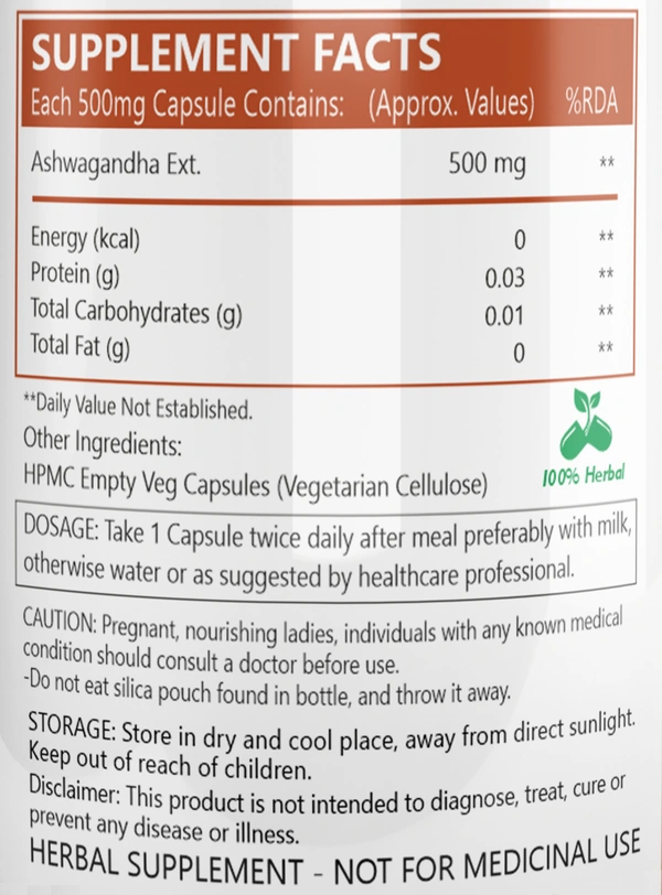 Care Of Zindagi Ashwagandha Capsules 500mg For Reduce Stress, Anxiety & Boost Performance - 60 Capsules - 60 capsules, 24 Months