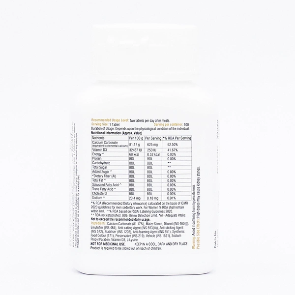 Vestige Calcium Tablets for Bones & Joints Health - 100 Tablet | Health Supplement - 100 Tablets
