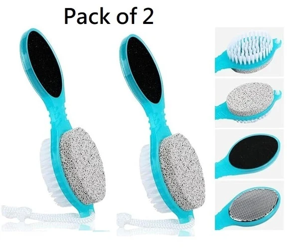 CZ 4 In 1 Pedicure Brush, Pumice Stone & File foot cleaner scrubber callus remover skin exfoliant - Pack of 2 - 2 pcs