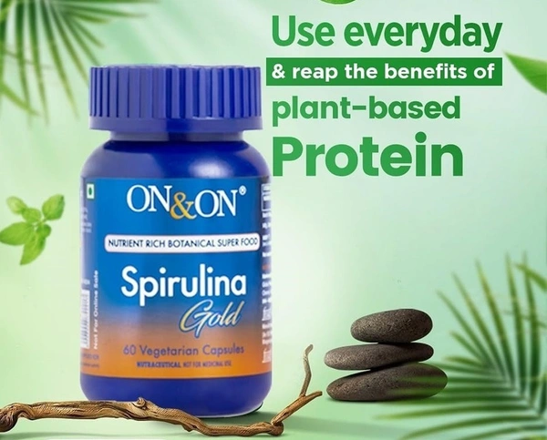 Elements On & On Spirulina Gold Capsules Natural Immunity Booster - 60 Caps | Nutrient Rich Botanical Super Food for Boost Immunity | Nutraceuticals  - 60 Capsules, 24 Months