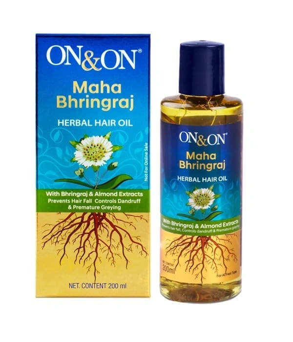 Elements On & On Maha Bhringraj oil Herbal Hair oil - 200ml with Bhringraj & Almond for Fight Hairfall & Prevents Hair Damage  - 200ml, 24 Months