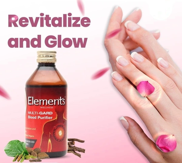 Elements Wellness Multi Gard Blood Purifier Syrup for Cleanses , Revitalizes & Rejuvenates - 200ml with 16 Natural Herbs - 200ml, 24 Months