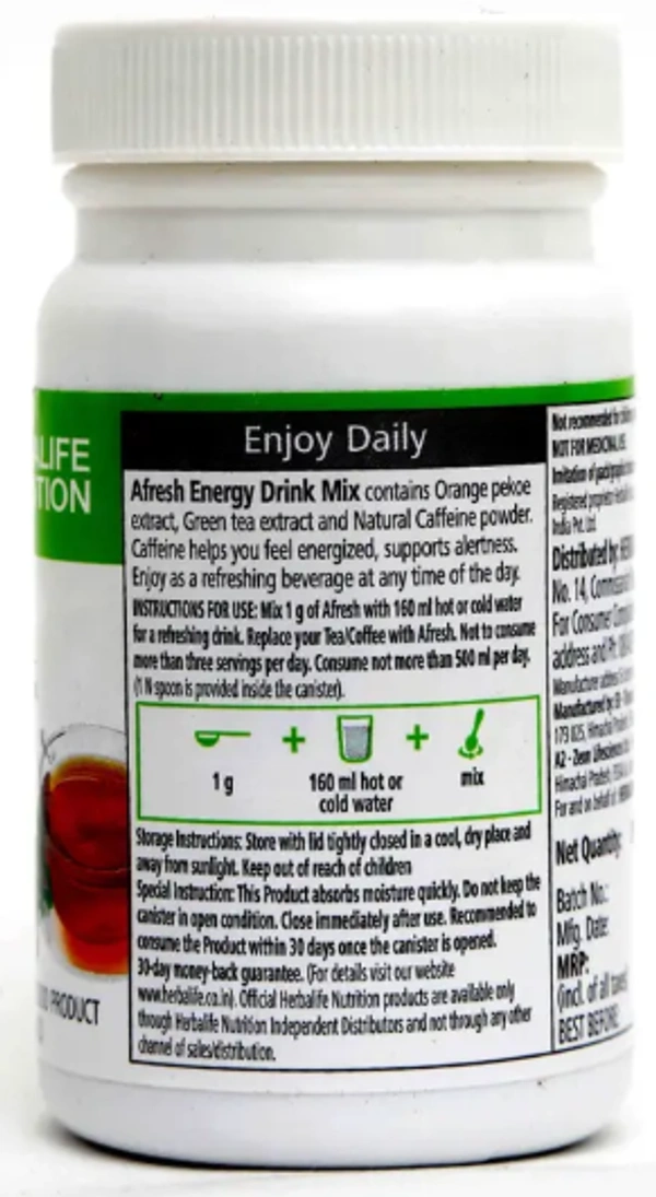 Herbalife Nutrition Afresh - Energy Drink Mix - 50gm - Lemon Flavour, 24 Months