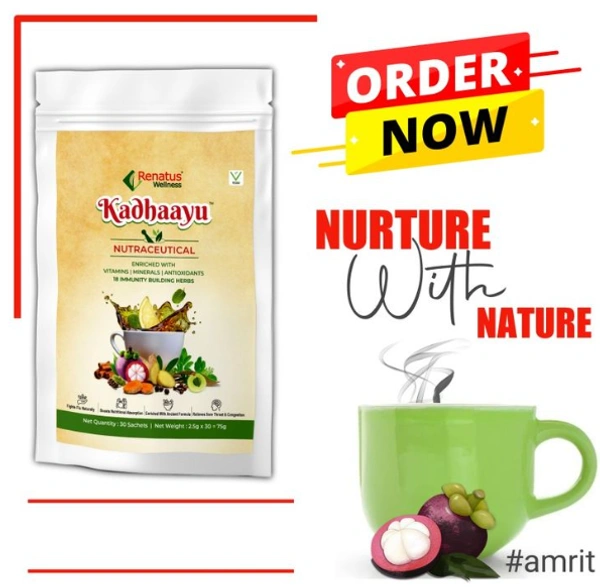Renatus Wellness Renatus Kadhaayu Powder | Nutraceutical Supplement Enriched with 18 Immunity Building Herbs | Renatus Nova - 30 Sachets - 2.5gm X 30 Sachets, Jan - 2024, 12 Months