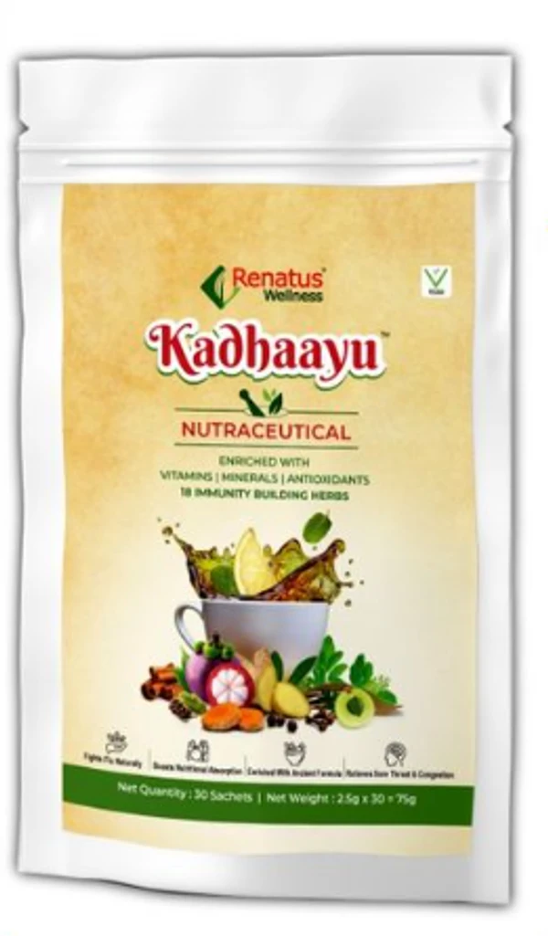 Renatus Wellness Renatus Kadhaayu Powder | Nutraceutical Supplement Enriched with 18 Immunity Building Herbs | Renatus Nova - 30 Sachets - 2.5gm X 30 Sachets, Jan - 2024, 12 Months