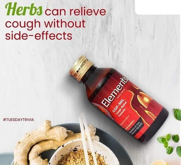 Elements Wellness COF NIL Cough Syrup for All types of Cough - 100ml | NO ADDED SUGAR with Tulsi, Vasaka & 7 Active Herbs (Pack of 2)  - 2 X 100ml, 24 Months