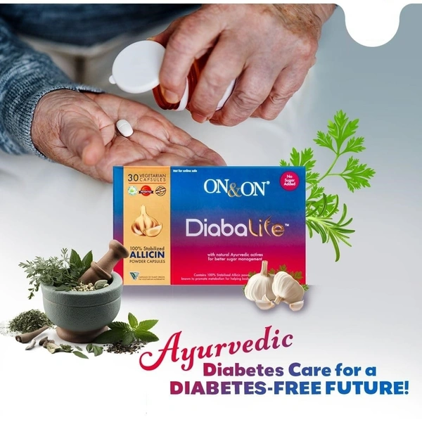 Elements On & On Diabalife Capsules for Diabetes Control - 30 Capsule with Natural Ayurvedic Actives for Better sugar Management - 30 Veg Capsules, 24 Months