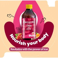Elements Wellness Fealing Liquid Well Absorbed Source of Elemental Iron - 200ml | Iron , Folic Acid & Beetroot Syrup  - 200ml, 24 Months