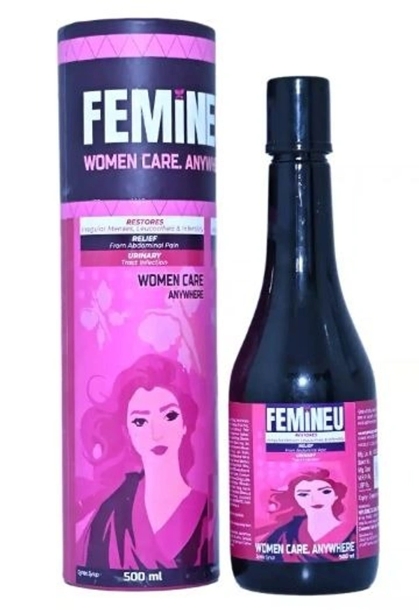 Neuone Femineu Syrup for Women's Wellness Care - 500ml | Restores Irregular Menes, Leucorrhea & Infertility | Relief from Abdominal Pain | Urinary Tract Infection  - 500ml, 36 Months