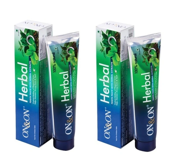Elements On & On Herbal Toothpaste for strong Gums & Teeth - 150gm with Herbal Extracts - 2 X 150 gm, 24 Months
