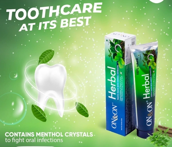 Elements On & On Herbal Toothpaste for strong Gums & Teeth - 150gm with Herbal Extracts - 2 X 150 gm, 24 Months