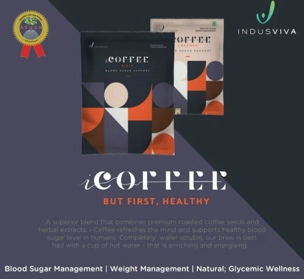 Indusviva Indus Viva I Coffee Black | Indusviva Coffee For Control Sugar & Overweight Management - 500 Gm - 10 gm X 50 Sachet, 12 Months