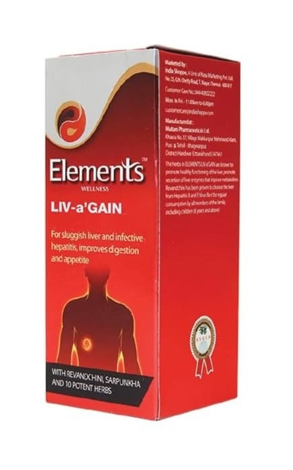 Elements Wellness LIV a GAIN Liquid for Liver & Infective Hepatities - 200ml | Improve Digestion & Appetite with 12 Potent Herbs - 200ml, 24 Months