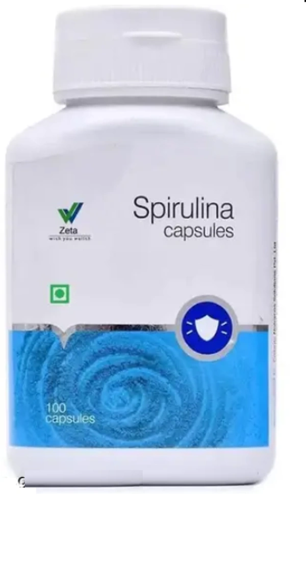 Vestige Spirulina Capsules immunity Booster - 100 Capsule | Spirulina is a rich source of beta carotene, protein and antioxidants - 100 Capsules
