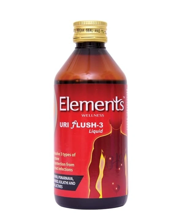 Elements Wellness URI Flush - 3 Liquid for Kidney & Urinary Stone - 200ml | with Gokhru, punarnava, kulathi & 7 Herbs - 200ml, 24 Months