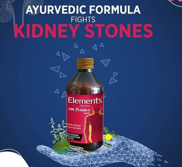 Elements Wellness URI Flush - 3 Liquid for Kidney & Urinary Stone - 200ml | with Gokhru, punarnava, kulathi & 7 Herbs - 200ml, 24 Months