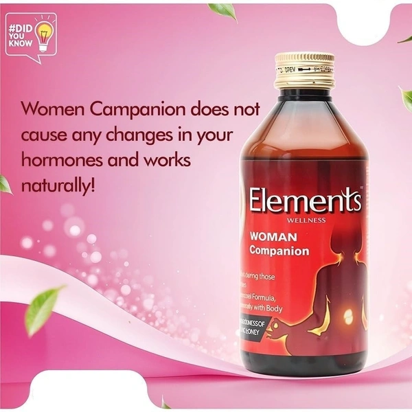 Elements Wellness Women Companion Syrup With 19 Herbs & Honey | Non - Hormonal Formula Helps normalise body function - 200ml - 200ml, 24 Months