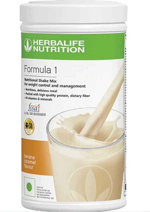 Herbalife Nutrition Formula 1 Nutritional Shake Mix | Meal Replacement for Weight Management - Banana Caramel Flavour - 500gm, 24 Months