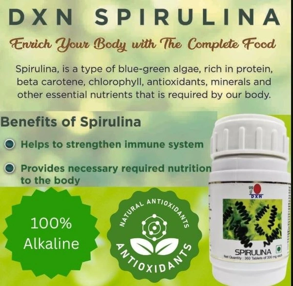 DXN Spirulina Capsules 300mg - 120 Capsules, 24 Months