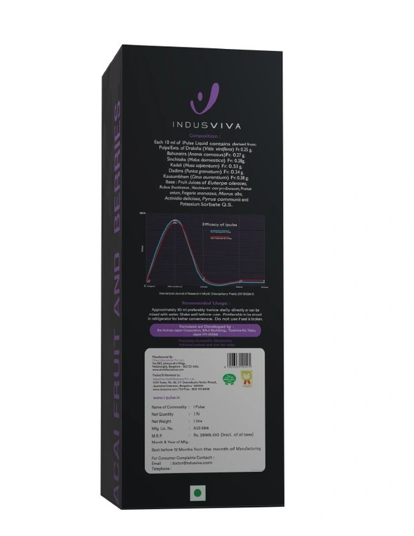 Indusviva Indus viva I Pulse Juice |  Indusviva I Pulse Premium Balanced Fruits & Acai Berry Juice - 1 Litre - 1 L, 12 Months