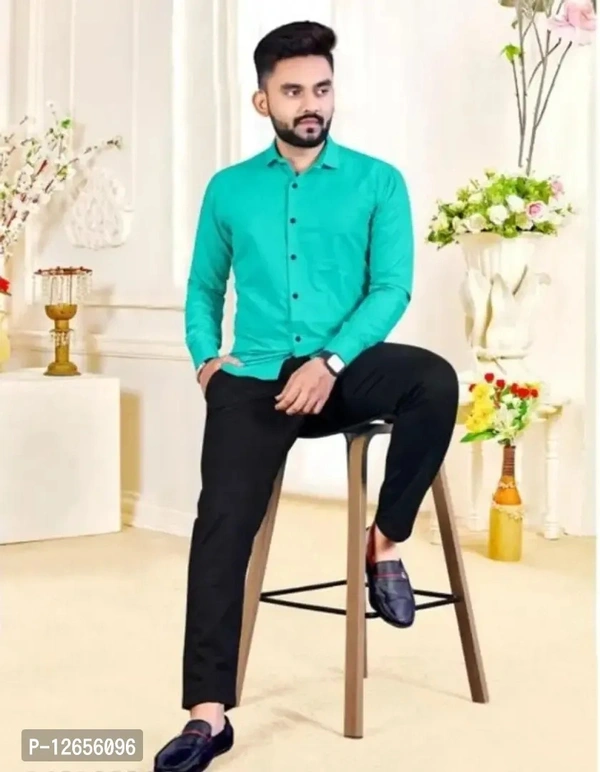 Classic Cottton Solid Formal Shirts For Men - XL, Turquoise, FREE DELIVERY