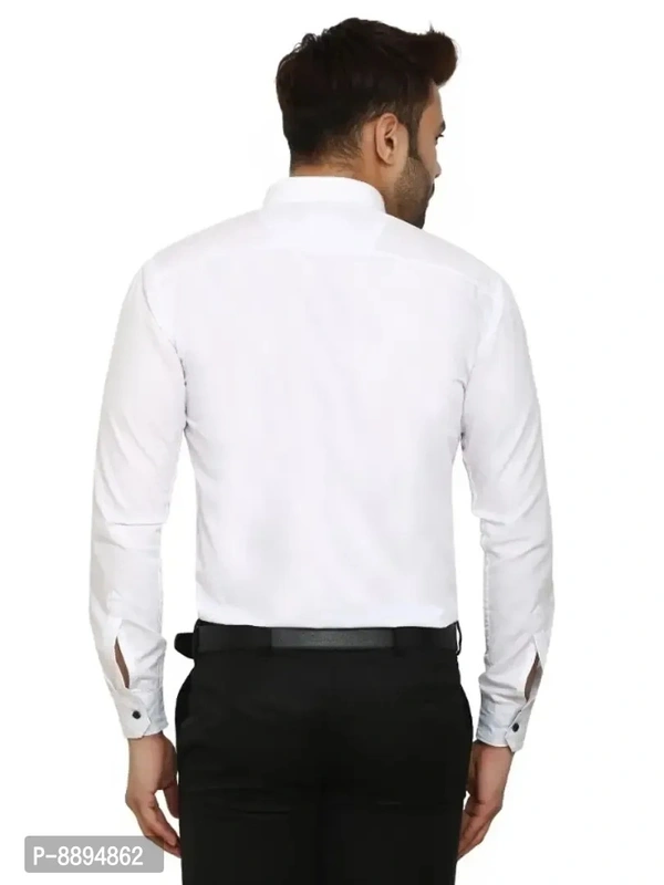 Classic Cotton Blend Solid Formal Shirt For Men - L, White, FREE DELIVERY