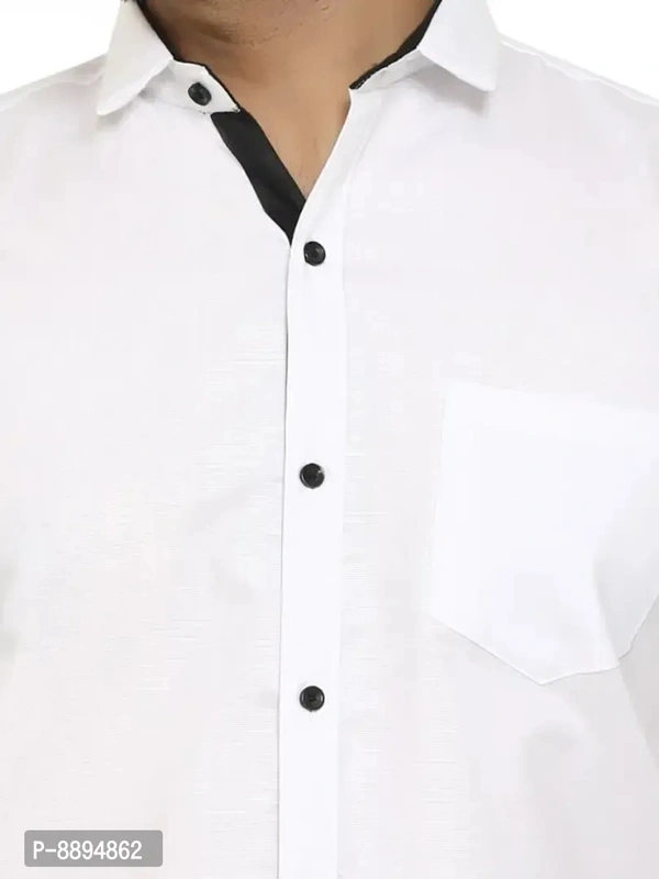 Classic Cotton Blend Solid Formal Shirt For Men - L, White, FREE DELIVERY