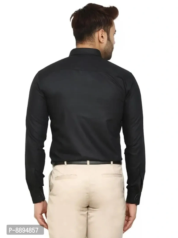 Classic Cotton Blend Solid Formal Shirt For Men - 2XL, Black, FREE DELIVERY
