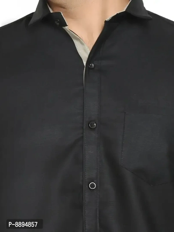 Classic Cotton Blend Solid Formal Shirt For Men - 2XL, Black, FREE DELIVERY