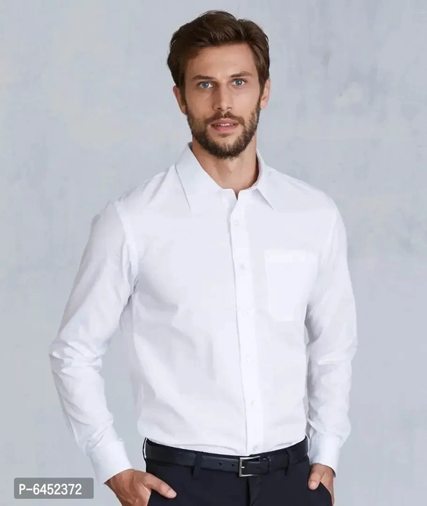 Trendy Stylish Cotton Long Sleeves Casual Shirt - XL, White, FREE DELIVERY
