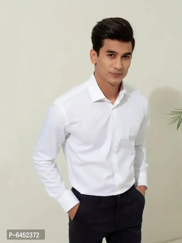 Trendy Stylish Cotton Long Sleeves Casual Shirt - XL, White, FREE DELIVERY