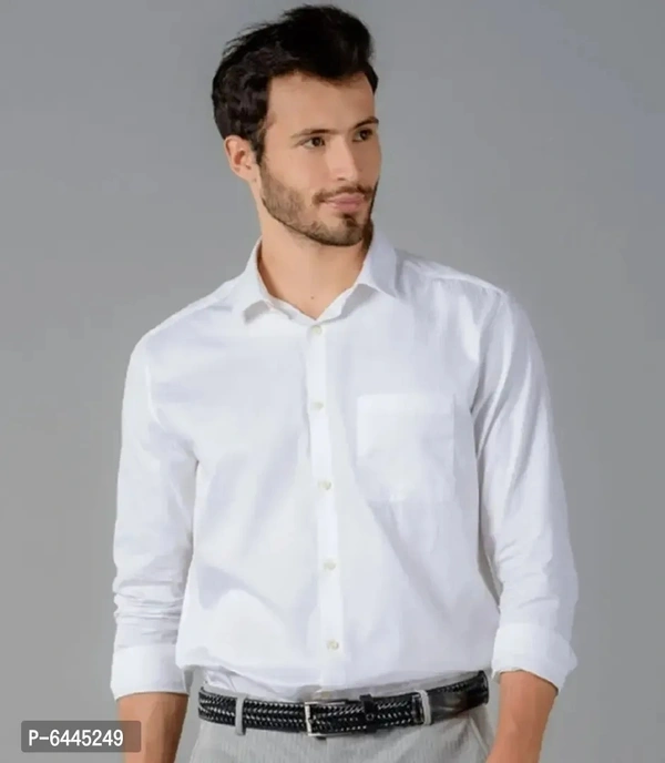 Trendy Stylish Cotton Long Sleeves Casual Shirt - M, White, FREE DELIVERY
