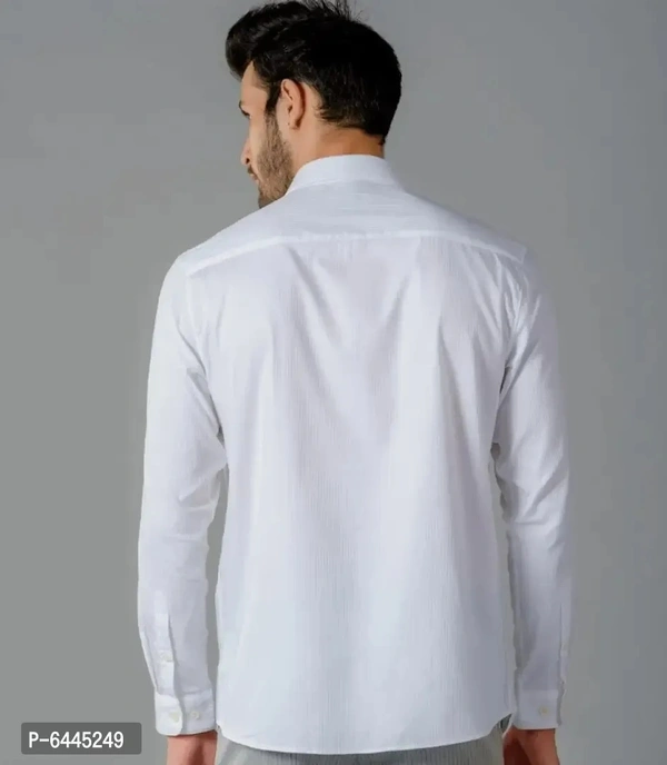 Trendy Stylish Cotton Long Sleeves Casual Shirt - M, White, FREE DELIVERY
