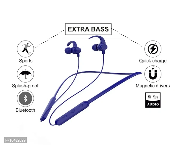 Fire-255 Bluetooth Headphones Earphones  - Blue, FREE DELIVERY