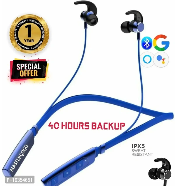 Bluetooth Neckband  - Blue, FREE DELIVERY