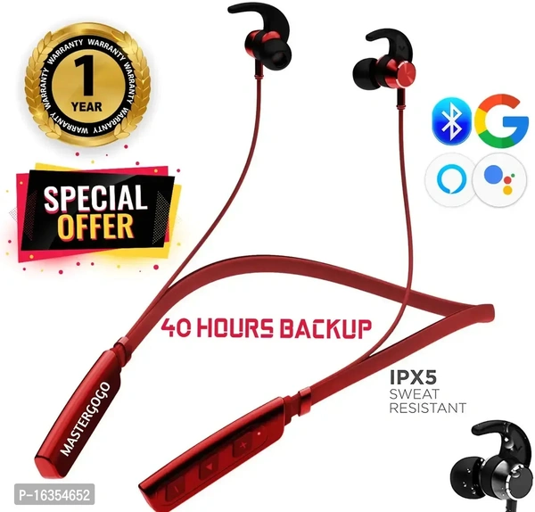 Bluetooth Neckband - Red, FREE DELIVERY