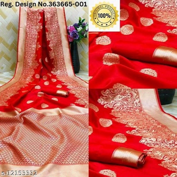 PureBright Red Color Gold Toned Beautiful Trendy Saree - Red, FREE DELIVERY