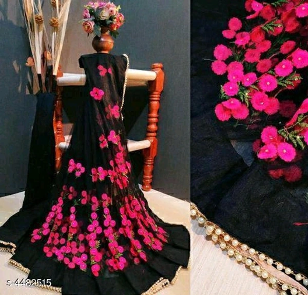 Classic Net Saree - FREE, Black, FREE DELIVERY