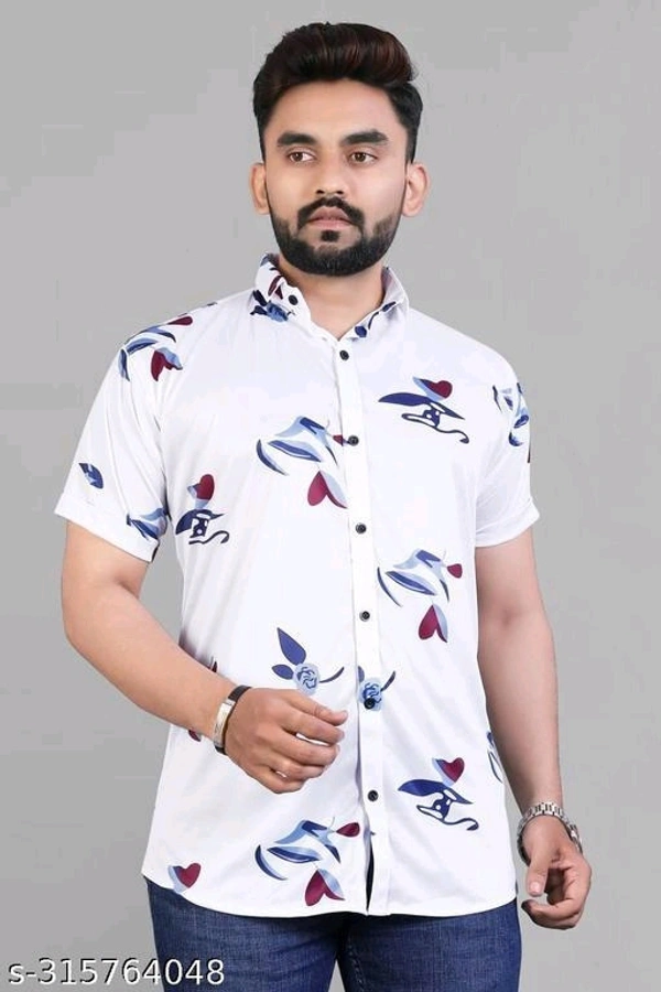 Men Regular Fit Printed Ribbed Collar Casual Shirt - S, FREE DELIVERY